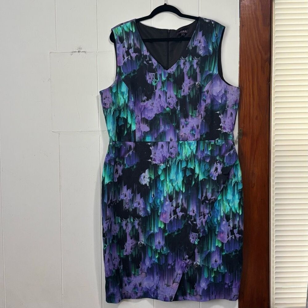 Long Tall Sally Purple Faux Wrap Sheath Dress Size 18